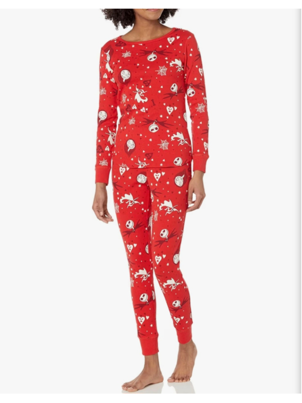 Women's Disney Nightmare Before Christmas Pajama Set Red White Size L